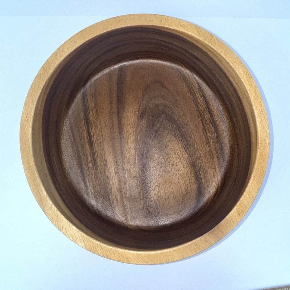 Acacia Wood Bowl Hand Turned Rustic Farmhouse Boho Serving Salad Fruit Bowl 10